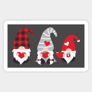 Gnome family, Three Gnomes Holding Hearts, Valentine's Day, Valentine ,Valentine Shirt Design Sticker